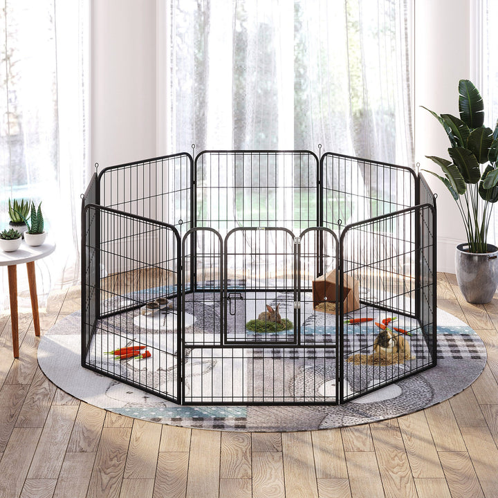 PawHut Heavy Duty 8 Panel Dog Pet Playpen for Puppy Rabbit Enclosure Foldable Indoor Outdoor 80 x 80 cm