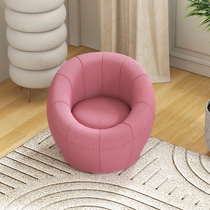 Modern Accent Chair, Swivel Upholstered Armchair-Pink