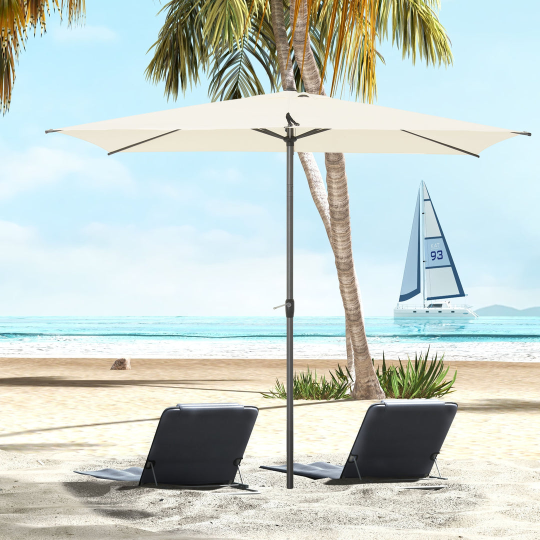 Outsunny 3 x 2M Sun Parasols Umbrellas Garden Patio Tilt Sun Shade Outdoor Canopy Crank Aluminium, Beige