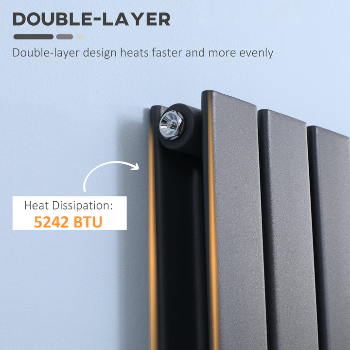 46 x 160cm Space Heater, Water-filled Heater for Home, Horizontal Designer Radiators, Quick Warm up, Living room, Study, Bathrooms, Grey