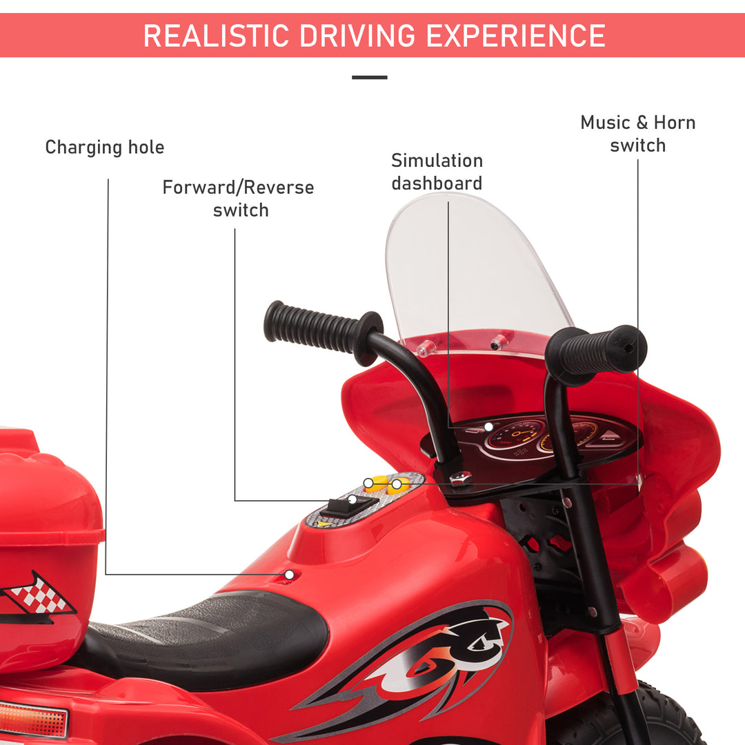 Kids 6V Electric Ride On Motorcycle Toy for 18 - 36 Months Red