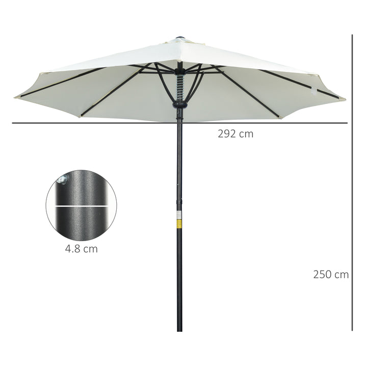 Garden Parasol Umbrella, Outdoor Market Table Umbrella Sun Shade Canopy with 8 Ribs, Cream