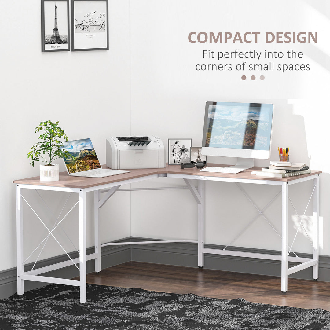 Corner Gaming Desk L-Shape Computer PC Workstation Home Office Three Worktop Writing Table 76x150cm Oak