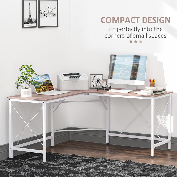 Corner Gaming Desk L-Shape Computer PC Workstation Home Office Three Worktop Writing Table 76x150cm Oak