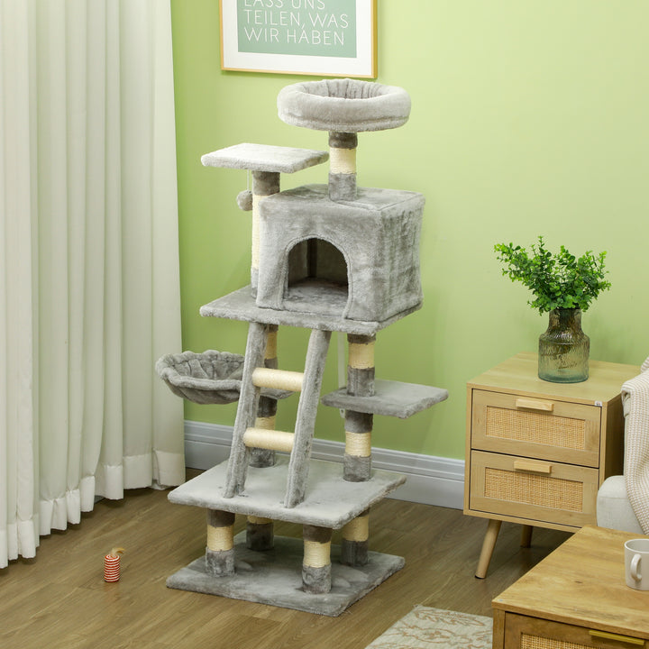Plush Cat Tree with Sisal Scratching Post - Light Gray