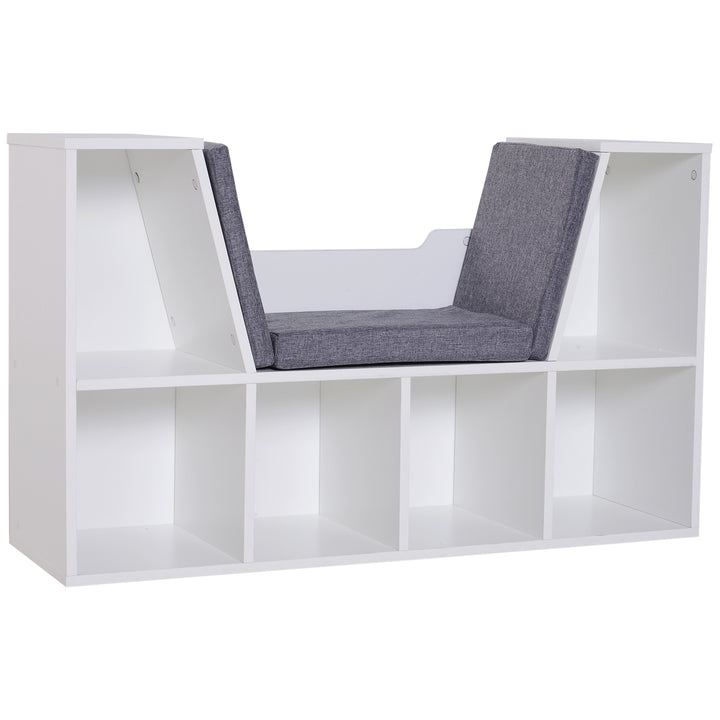 Bookcase Shelf Storage Seat with Cushion Sideboard Kids Reading Bedroom Living Room Organiser White