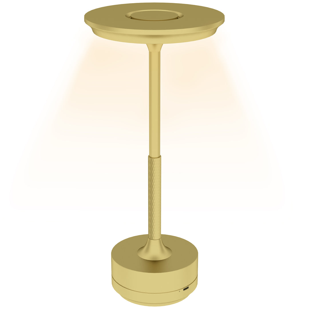 Cordless Table Lamp, Touch LED Desk Lamp with 4000mAh Rechargeable Battery, Gold Tone