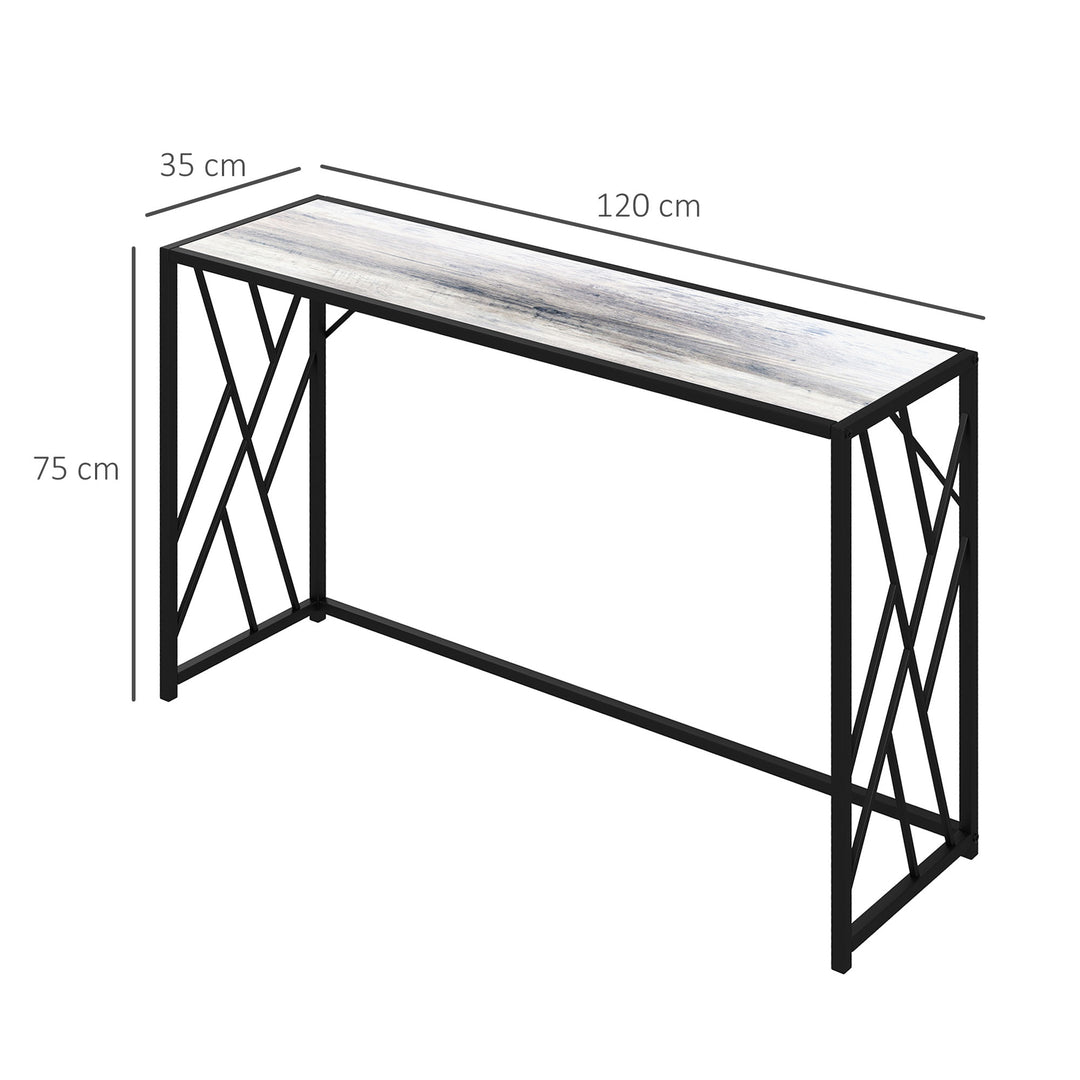 HOMCOM 120 cm Console Table, Industrial Sofa Table with Metal Frame for Living Room, Hallway, Grey