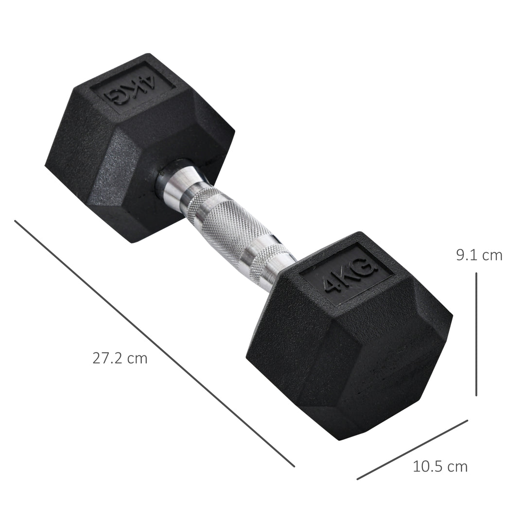 HOMCOM 2x4kg Rubber Dumbbell Sports Hex Weights Sets Home Gym Fitness Hexagonal Dumbbells Kit Weight Lifting Exercise