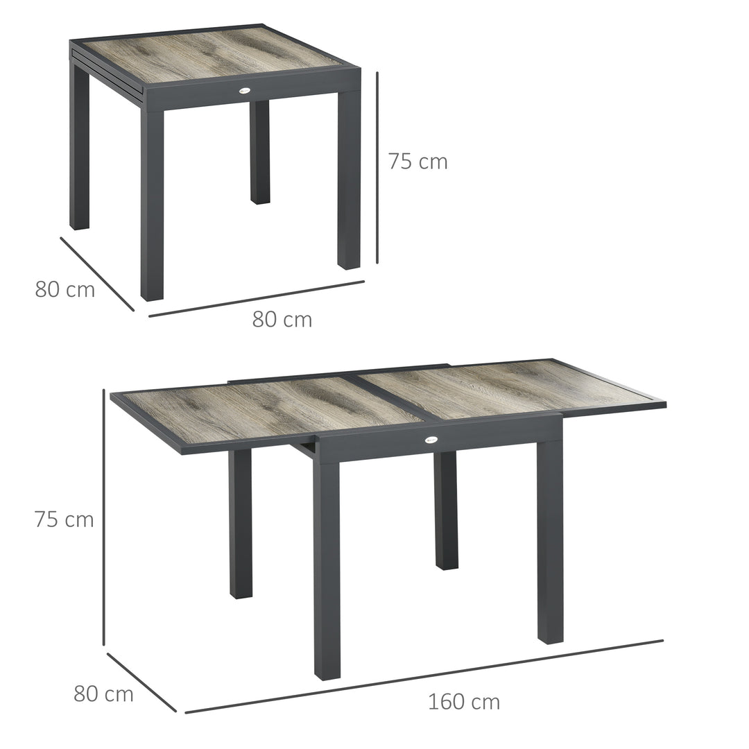 Extending Garden Table, Outdoor Dining Table for 6, Aluminium Frame Rectangular Patio Table with Plastic Board Tabletop, Beige