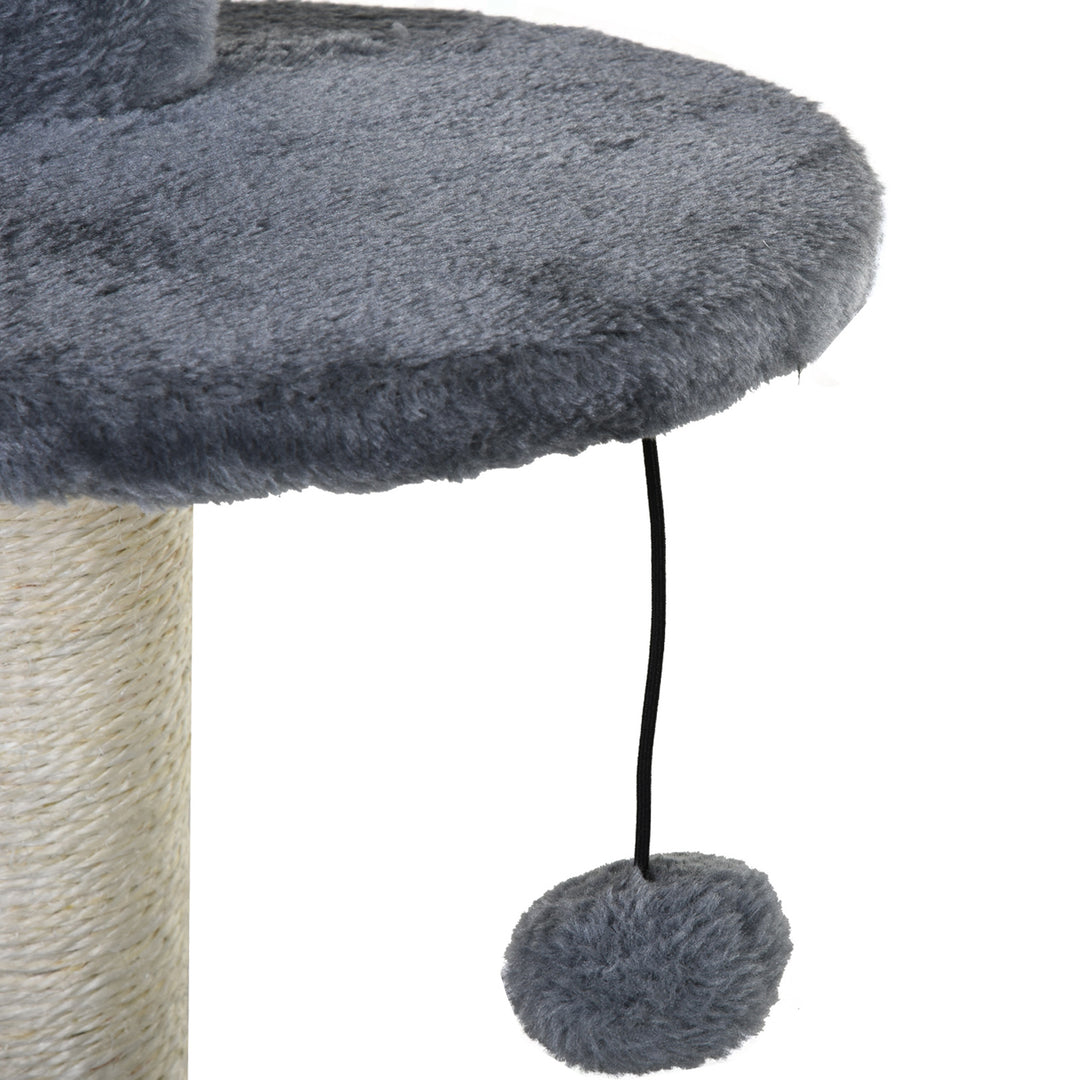 Cat Multi-Activity Tree Tower w/ Perch House Scratching Post Platform Play Ball Plush Covering Play Rest Relax Grey White