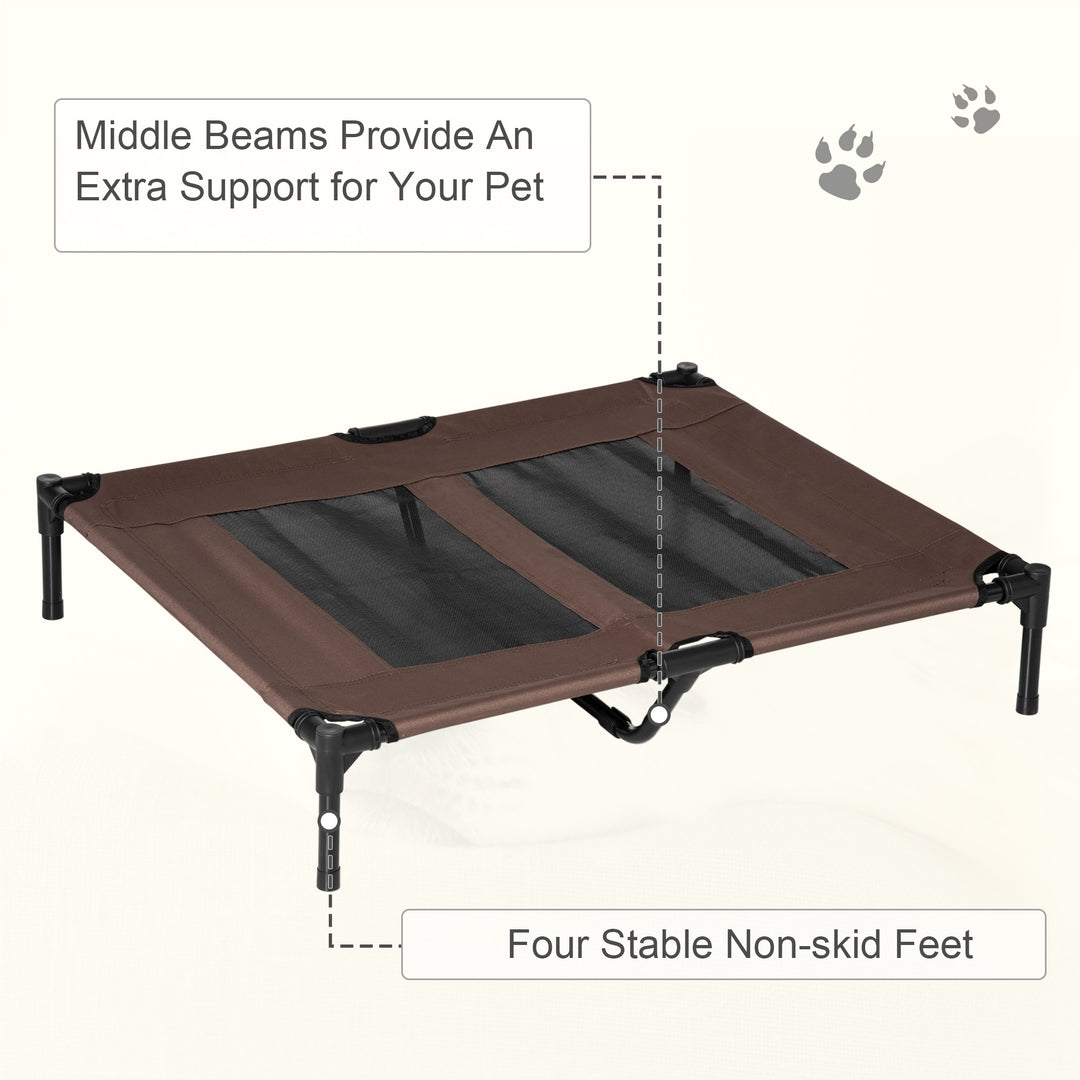 PawHut Large Raised Dog Bed Cat Elevated Lifted Cooling Portable Camping Basket Outdoor Indoor Mesh Pet Cot Metal Frame