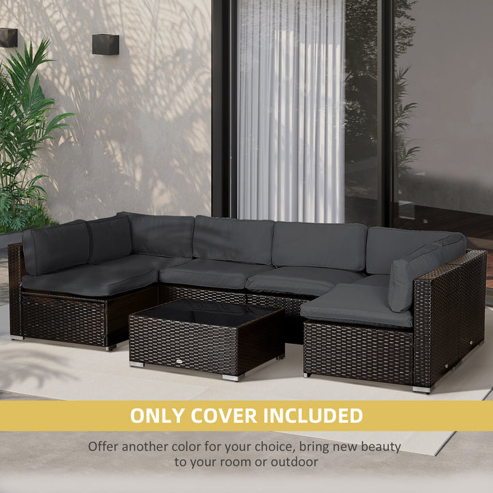 Garden Rattan Sofa Cushion Polyester Cover, No Cushion Included - Dark Grey