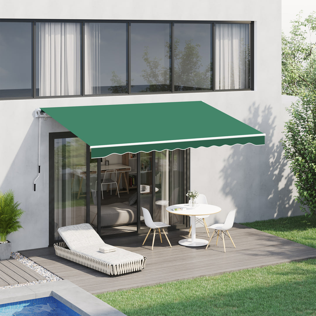 Garden Patio Manual Retractable Awning Canopy Sun Shade Shelter 4m x 3m-Green