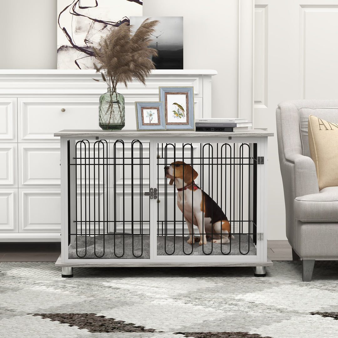 Indoor Dog Crate Furniture, Side End Table, w/ Soft Washable Cushion