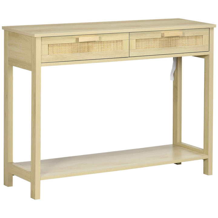 Console Sofa Table Hallway Side Desk with Storage Shelf Drawer for Entryway Living Room Bedroom Natural