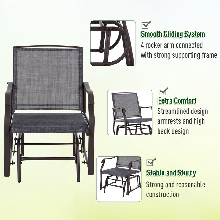 Glider Rocking Chair & Table Patio Bistro Set - Grey