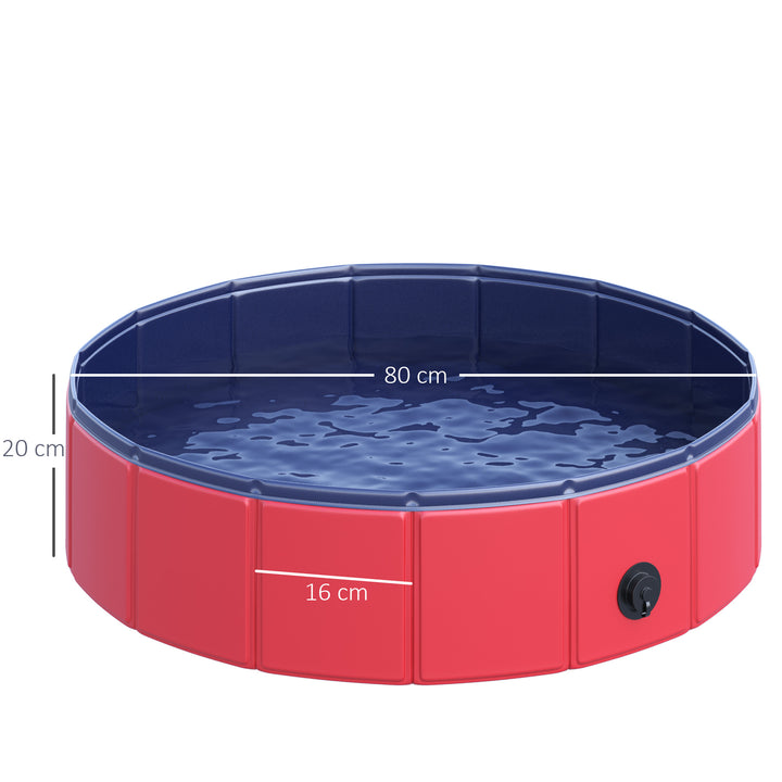 PawHut Pet Swimming Pool, Foldable, 80 cm Diameter-Red