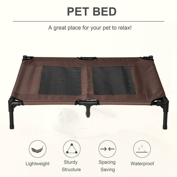 PawHut Large Raised Dog Bed Cat Elevated Lifted Cooling Portable Camping Basket Outdoor Indoor Mesh Pet Cot Metal Frame