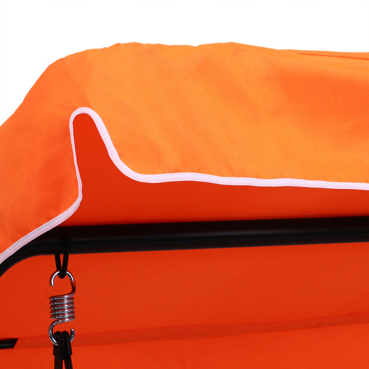 3 Seater Canopy Swing Chair Garden Rocking Bench Heavy Duty Patio Metal Seat w/ Top Roof - Orange