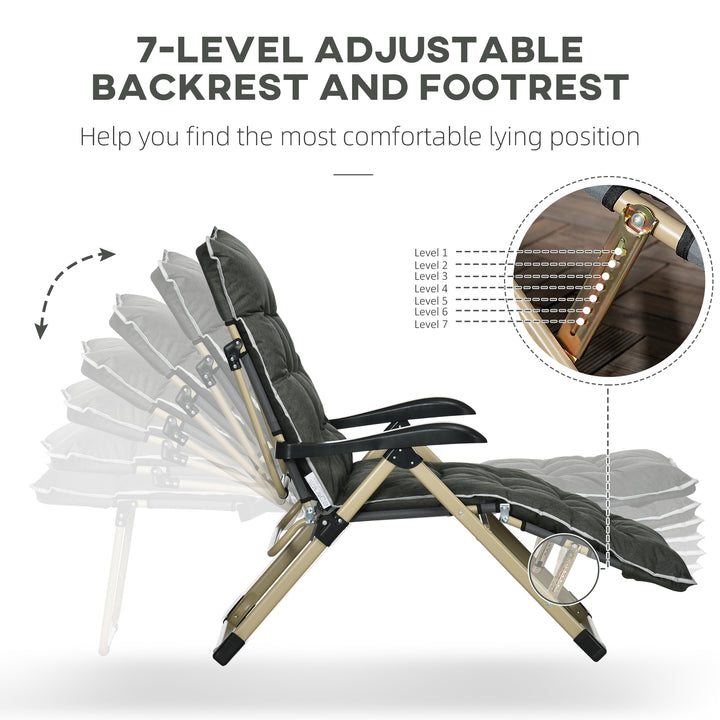 Outdoor Reclining Sun Lounger Chair, Folding Garden Recliner with Cushion