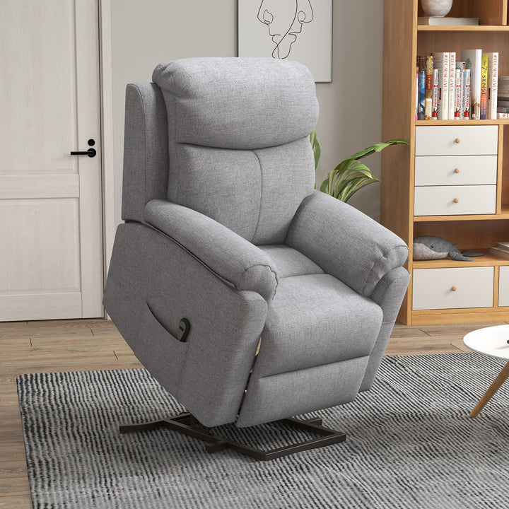 Power Lift Chair Electric Riser Recliner for Elderly, Linen Fabric Sofa Lounge Armchair with Remote Control and Side Pocket, Grey