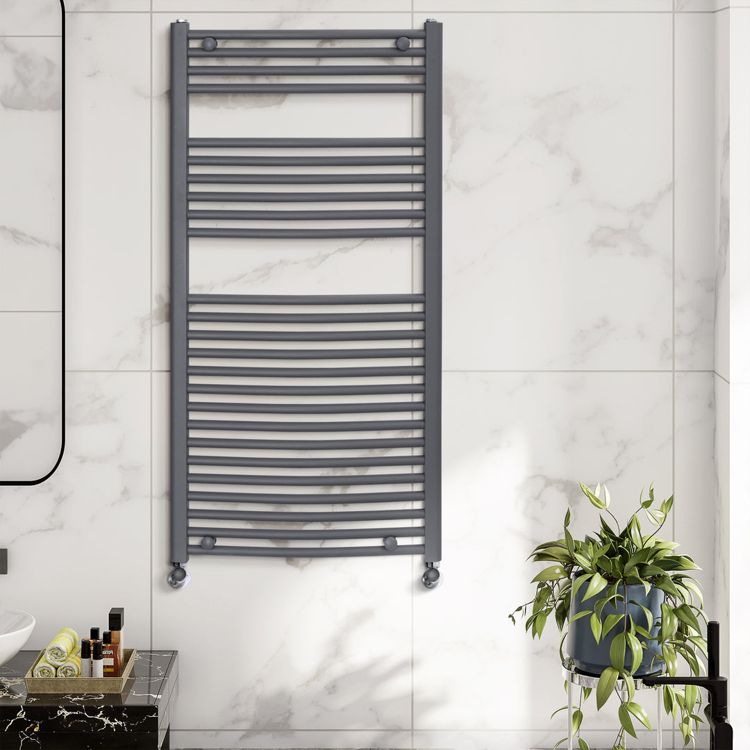 Straight Heated Towel Rail, Hydronic Bathroom Ladder Radiator Towel Warmer For Central Heating 600mm x 1200mm, Grey