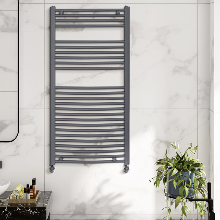 Straight Heated Towel Rail, Hydronic Bathroom Ladder Radiator Towel Warmer For Central Heating 600mm x 1200mm, Grey