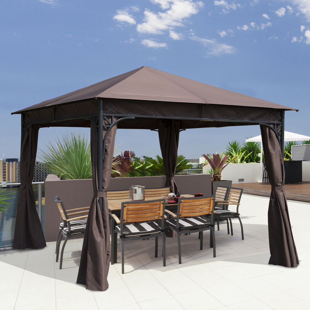 Outsunny 3x3 m Gazebo Pavilion-Coffee