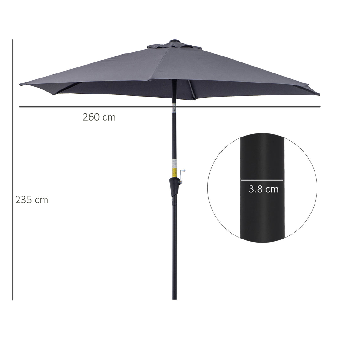 2.7 m Patio Umbrella, Aluminum Frame-Grey