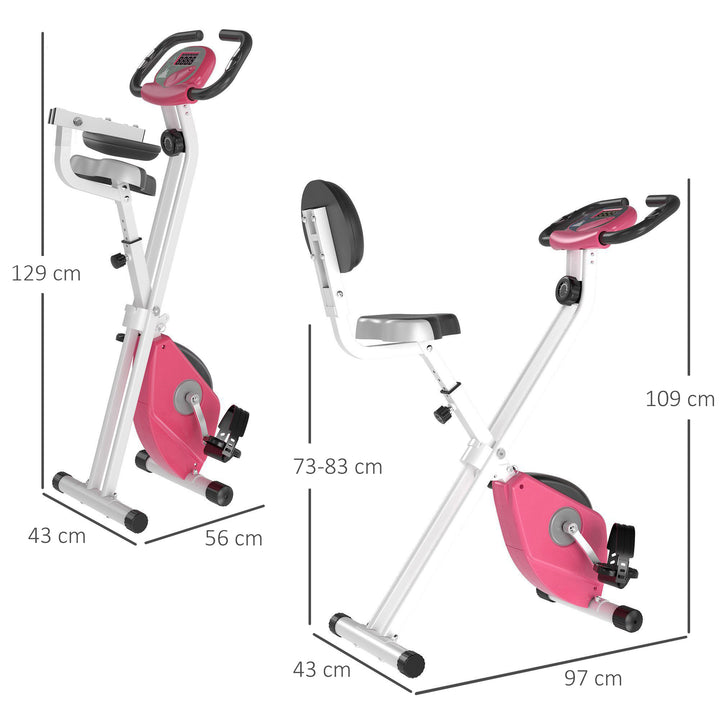 HOMCOM Magnetic Resistance Exercise Bike Foldable w/ LCD Monitor Adjustable Seat Heart Rate Monitors Foot Pads Home Office Fitness Training Workout