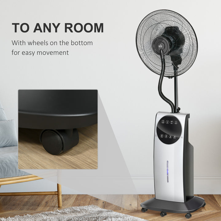 Pedestal Fan with Water Mist Spray, Humidifying Misting Fan, Standing Fan w/3 Speeds, 3.1L Water Tank Electric Mosquito Killer Jack, Black