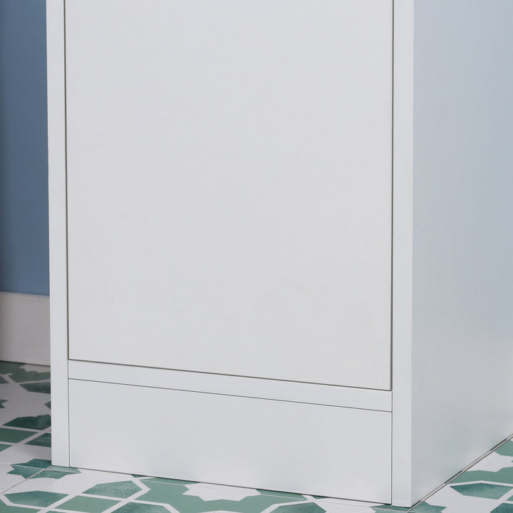 kleankin Tall Bathroom Storage Cabinet with Mirror, Narrow Freestanding Floor Cabinet with Adjustable Shelves