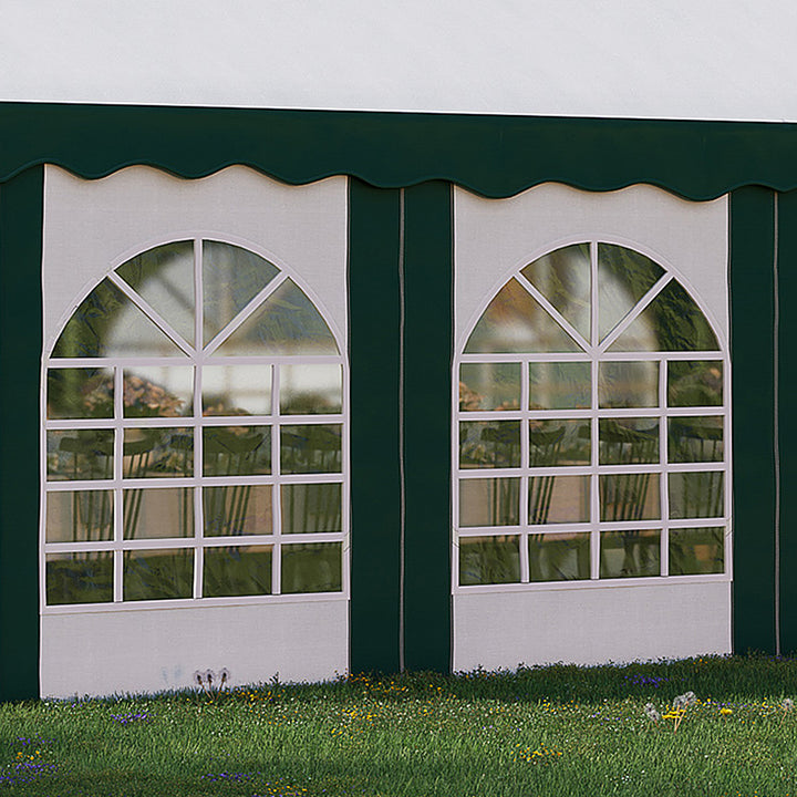 8 x 4m Garden Gazebo with Sides, Galvanised Marquee Party Tent with Eight Windows and Double Doors, for Parties, Wedding and Events