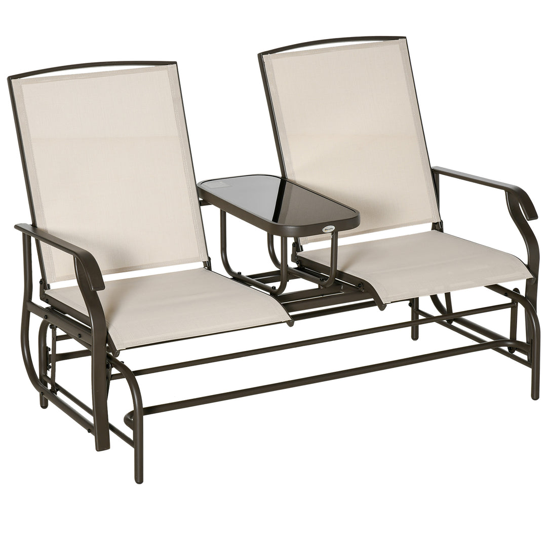 Double Swing Chair Glider Patio Seats With Table
