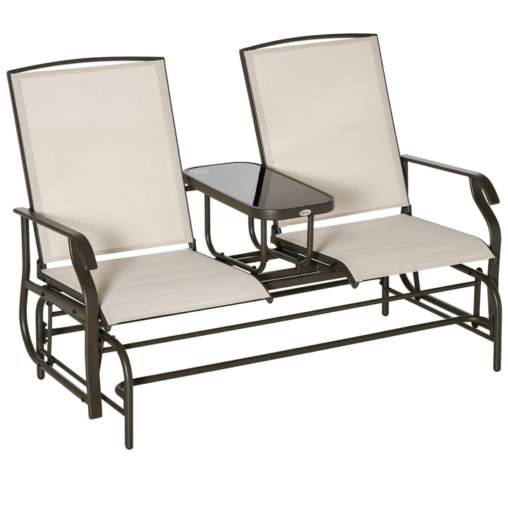 Double Swing Chair Glider Patio Seats With Table