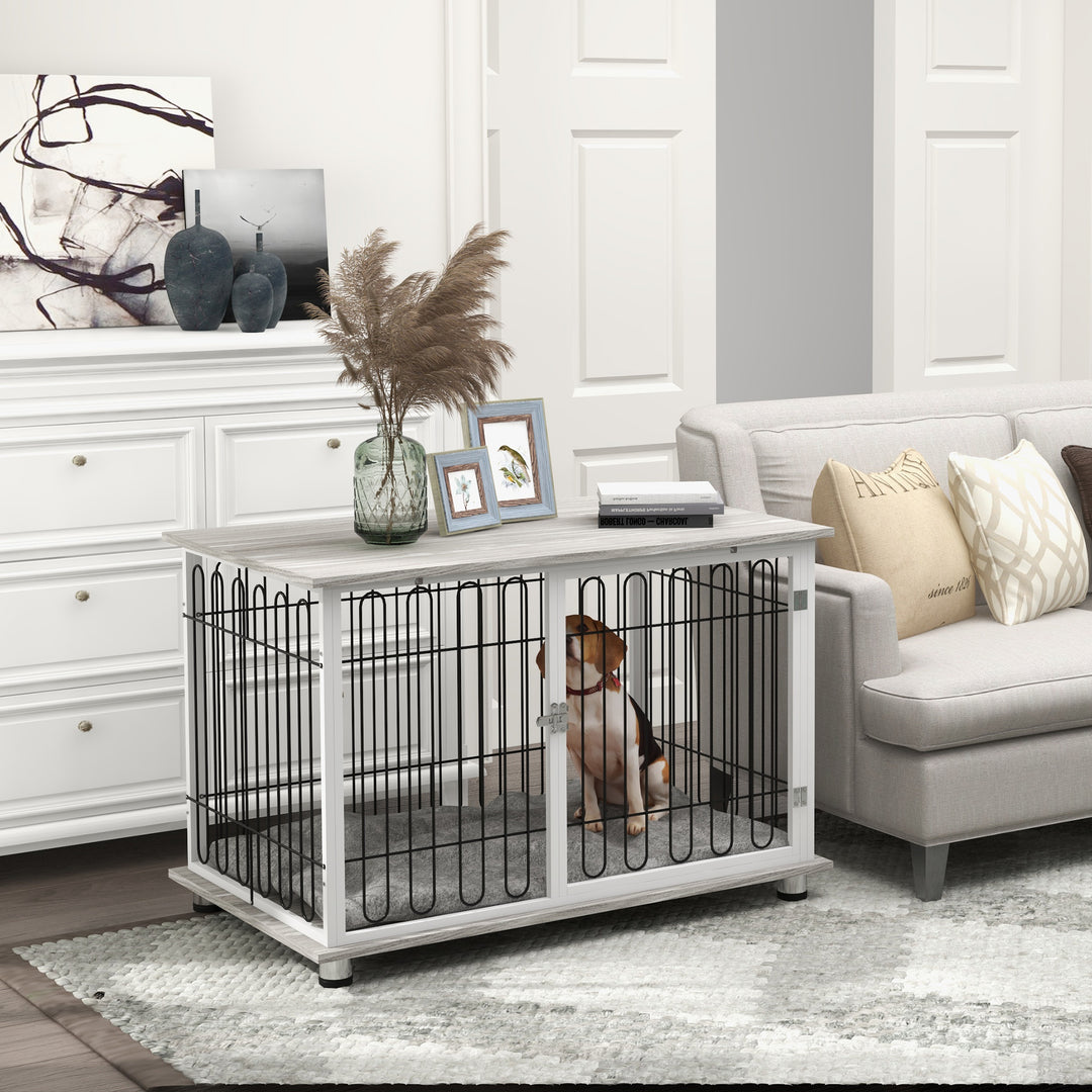 Indoor Dog Crate Furniture, Side End Table, w/ Soft Washable Cushion