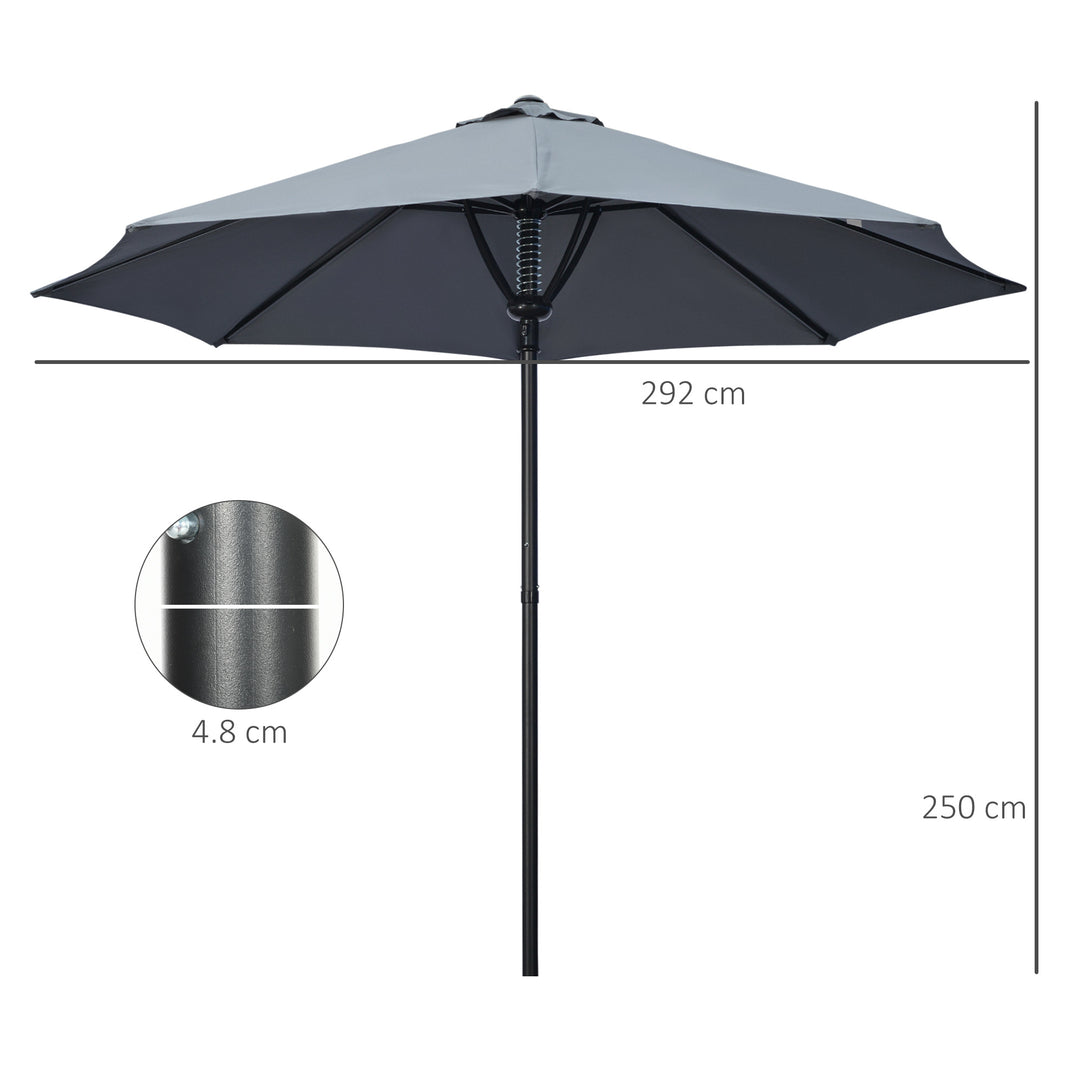 Garden Parasol Umbrella, Outdoor Market Table Umbrella Sun Shade Canopy with 8 Ribs,