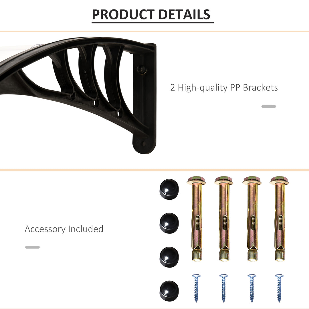 Curved Window Door Canopy Aluminium Rigid Plastic Polycarbonate Fixed Outdoor Awning Modern Design UV Water Rain Resist