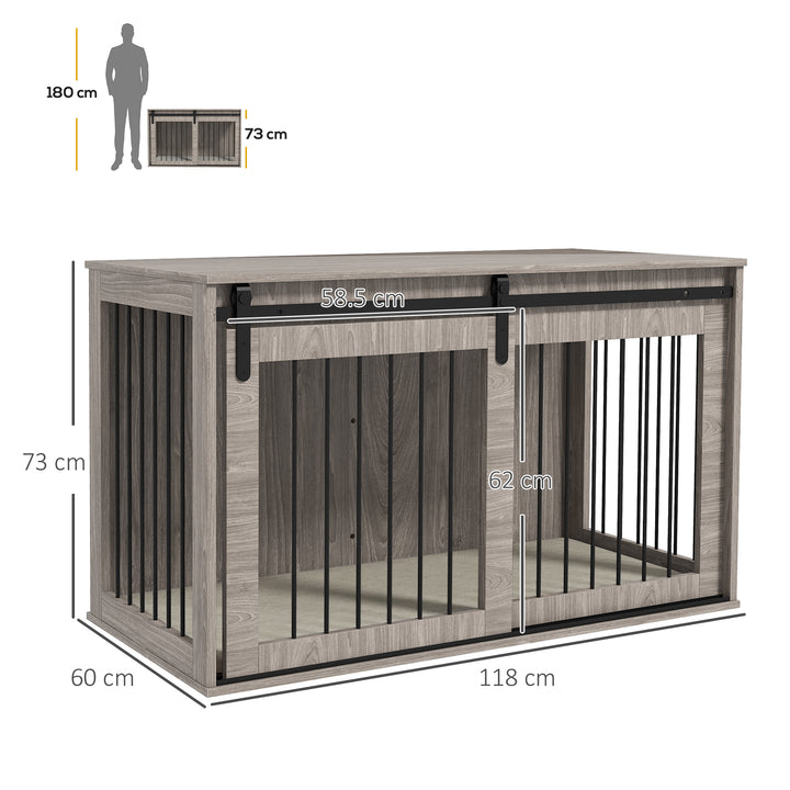 Dog Crate Furniture with Removable Cushion for XL Dogs, 118 x 60 x 73 cm, Brown