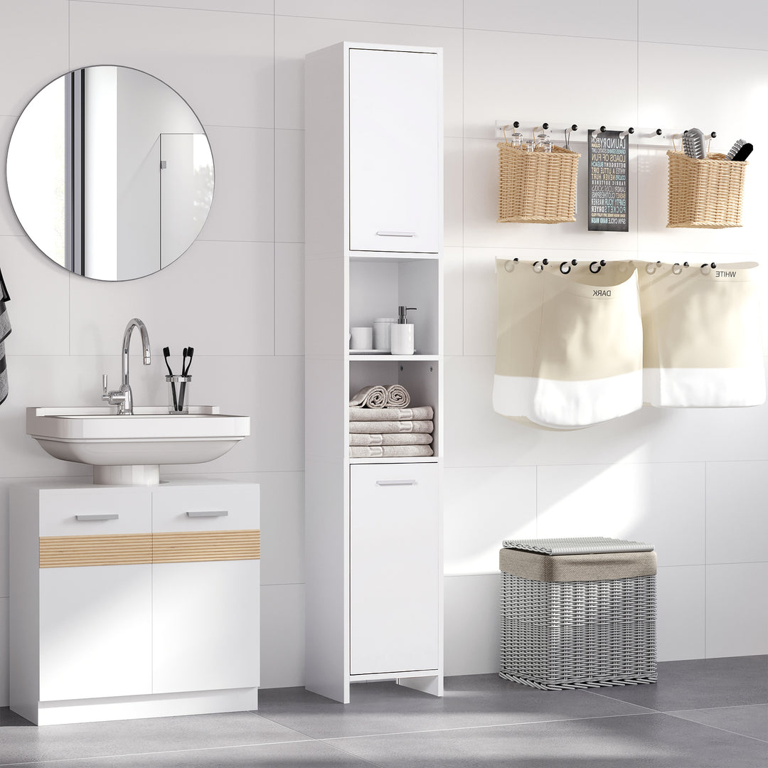 Particle Board Tall Freestanding Bathroom Storage Cabinet White