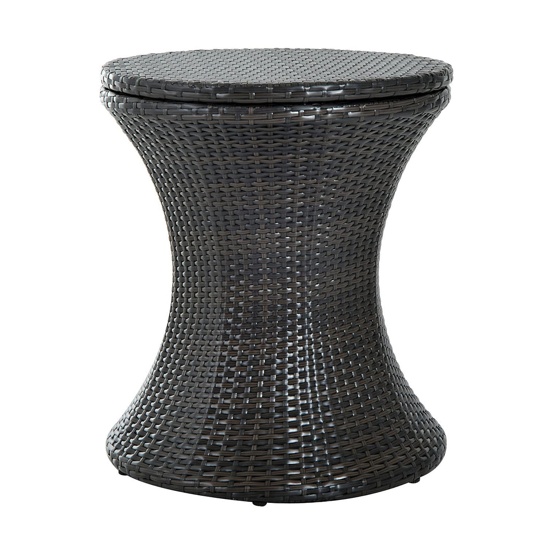 Rattan Ice Bucket Table Beer Cooler For Outdoor Patio Party Bar Garden  Brown