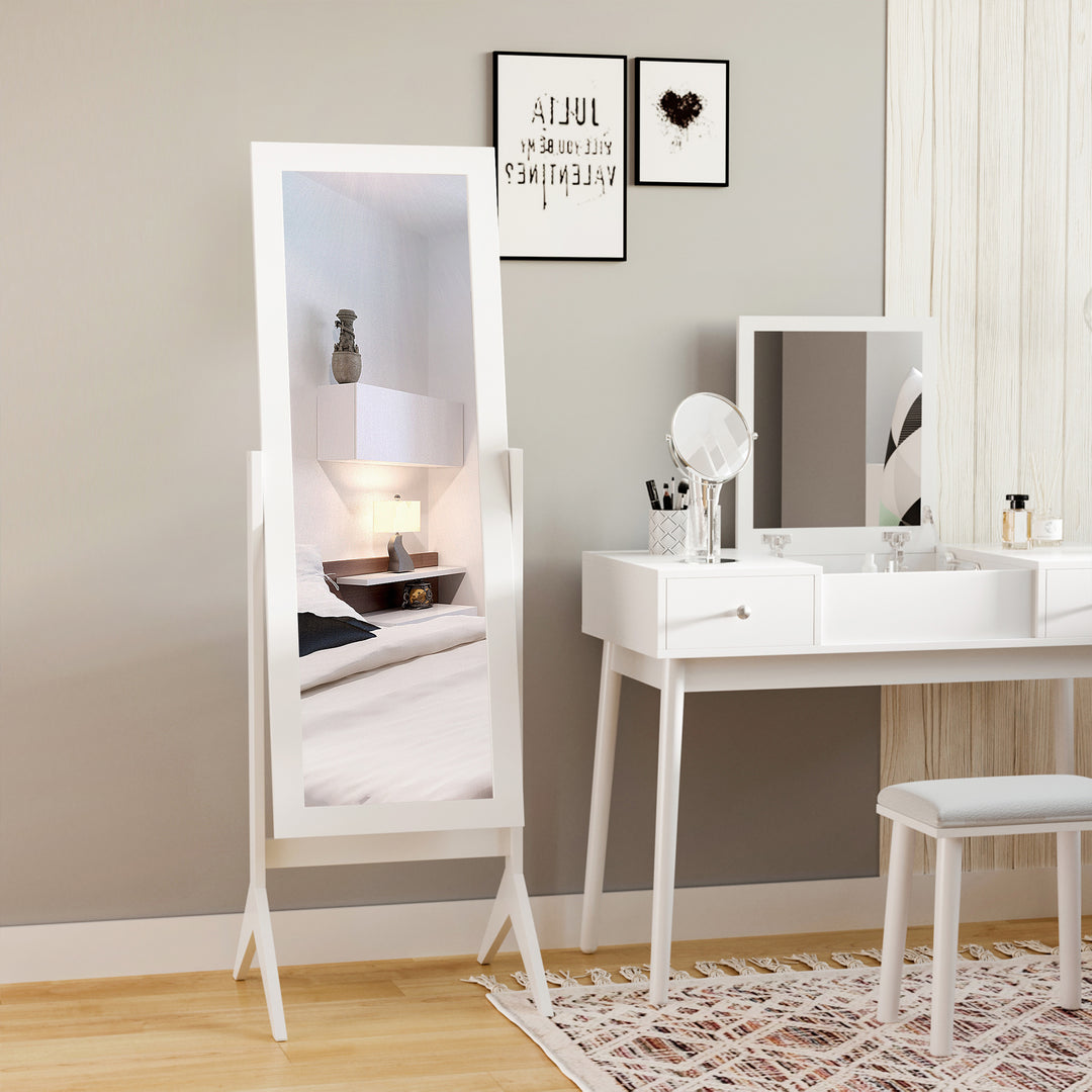 Freestanding Dressing Mirror Bedroom Tall Adjustable Angle 148x47cm White