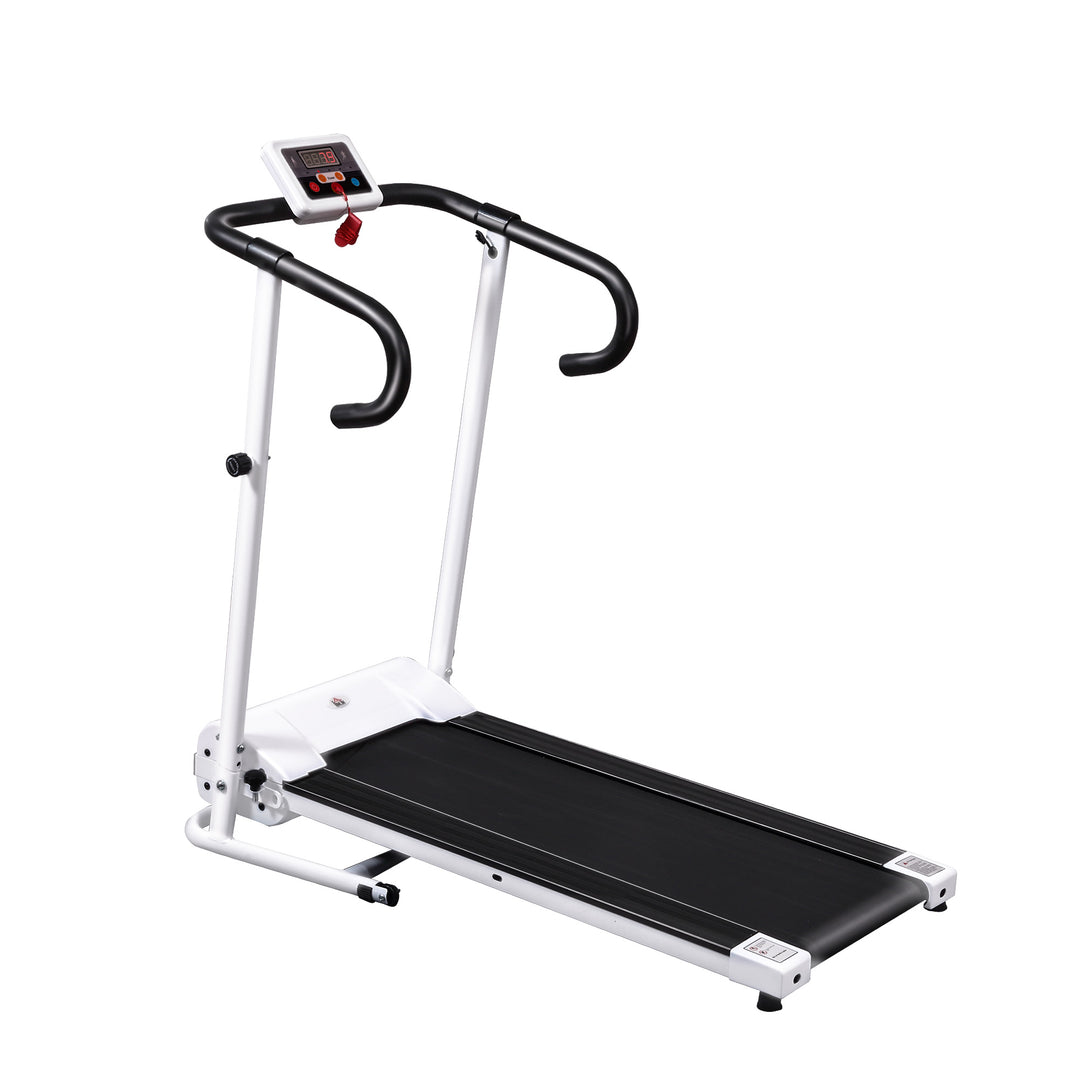 HOMCOM Steel Folding Motorized Home Treadmill w/ LCD Monitor White