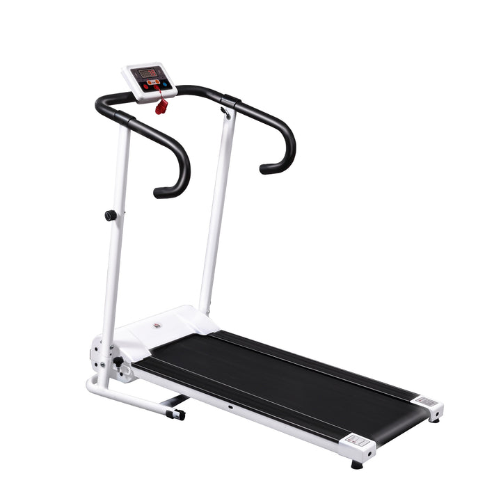 HOMCOM Steel Folding Motorized Home Treadmill w/ LCD Monitor White