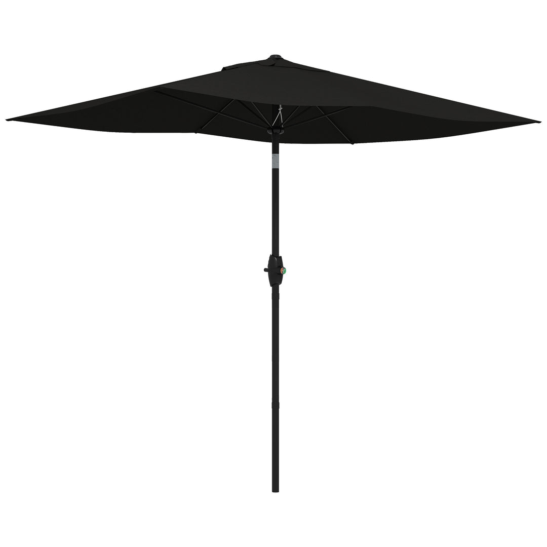 2 x 3(m) Garden Parasols Umbrellas Rectangular Patio Market Umbrella Outdoor Sun Shade w/ Crank & Push Button Tilt, Aluminium Pole, Black