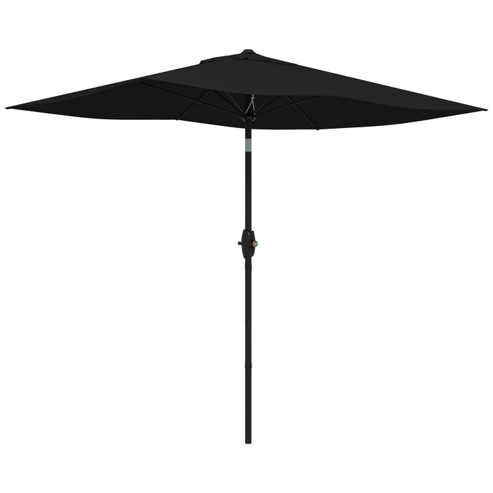 2 x 3(m) Garden Parasols Umbrellas Rectangular Patio Market Umbrella Outdoor Sun Shade w/ Crank & Push Button Tilt, Aluminium Pole, Black