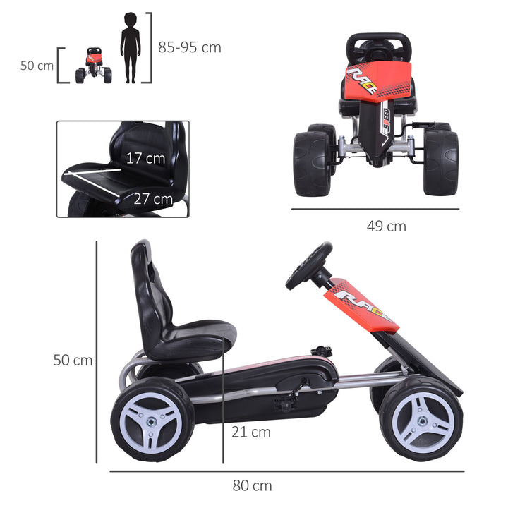 Kids Pedal Go Kart Ride-on, 80Lx49Wx50Hcm-Red/Black