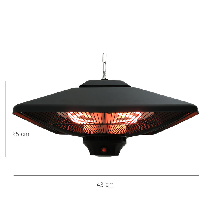 2kw Outdoor Hanging Ceiling Mounted Aluminium Halogen Electric Heater LED Garden Patio Warmer w/Remote Control