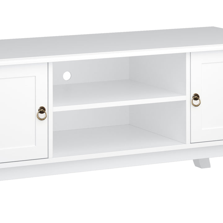 TV Stand Unit Corner Table, MDF - Ivory White